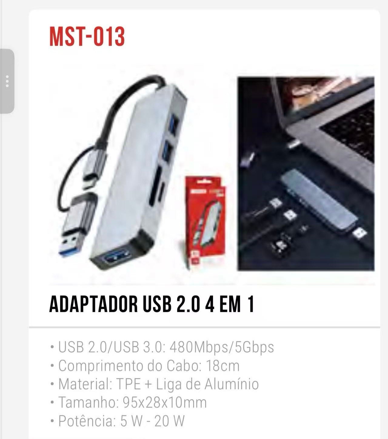 47 Mst-013 adaptador USB 4 em 1 tomate - Imagem 1